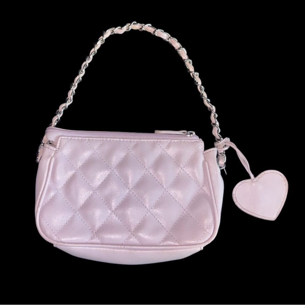 Lilac Women's Shoulder Bag with Heart Charm